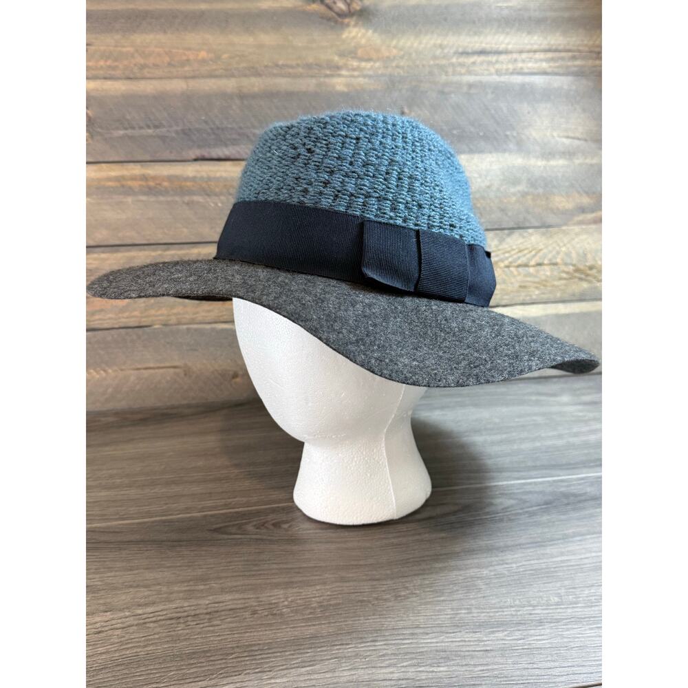 Anthropologie Bettina Wool Mohair Hat Wide Brim Bow Italy Bohemian Folk Hippie